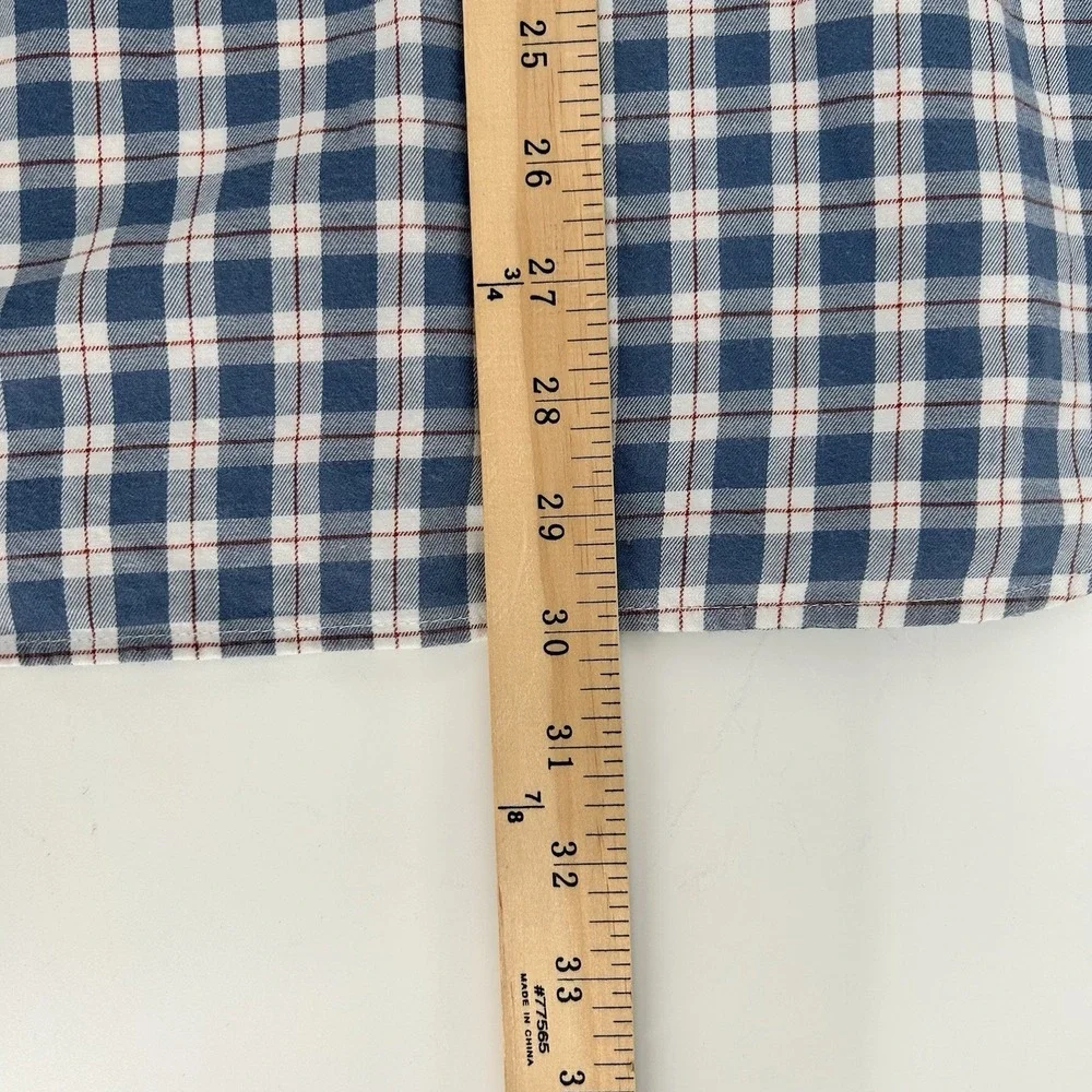 Banana Republic Shirt‎ XL Untucked Fit Blue Plaid Button Up Preppy Casual
